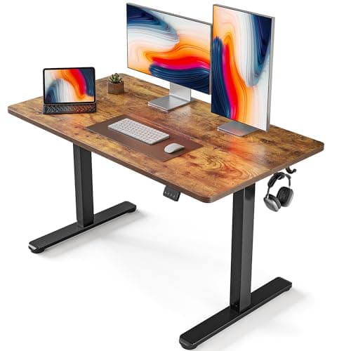 FEZIBO Electric Standing Desk, 48 x 24 Inches Height Adjustable Stand up Desk, Sit Stand Home Office Desk, Computer Desk, Vintage Brown