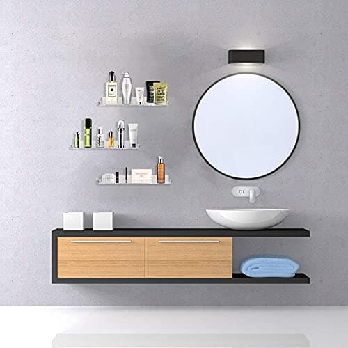 Urban Deco Acrylic Spice Rack Wall Mount 3 Pack, 15” Clear Spice Rack Organizer, Easy to Install Hanging Shelves for Cabinet Kitchen, Pantry Door 6