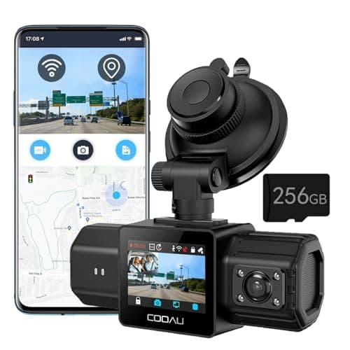 COOAU D20 Dual Dash Cam Front and Inside with 256GB Card & WiFi GPS, 2.5K 1080P Dash Camera for Cars, Dashcam Perfect for U-BER and Taxi Drivers, Night Vision, G-Sensor, 24Hr Parking Mode
