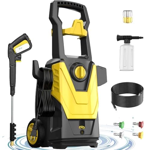 DECOKTOOL Electric Pressure Washer, 4800PSI Max 3.0GPM Power Washer Electric Powered with 20FT Hose, 35FT Power Cord, 4 Nozzles Foam Cannon High Pressure Washer for Car Patio Garden Fences(Yellow)