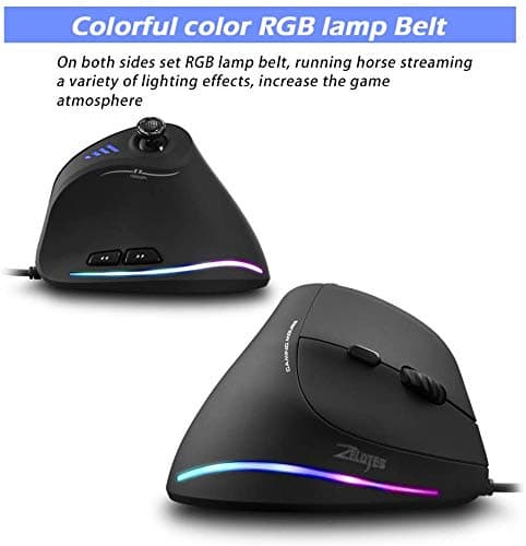 zelotes Wired Gaming Mouse with Joystick,10000DPI,11 Programmable Buttons,RGB,USB Optical Corded Vertical Ergonomic Mouse,Mice for Laptop,PC,Mac,Black 7
