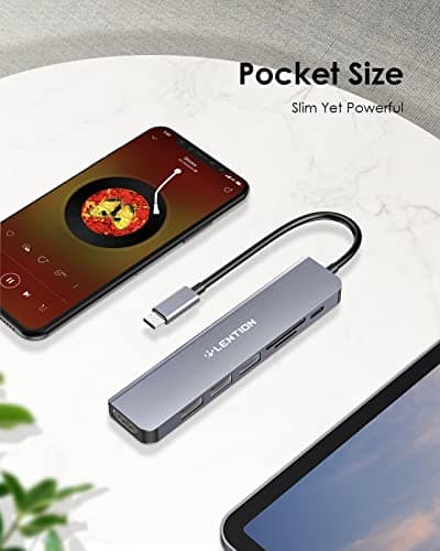 LENTION USB C Hub with 100W Charging, 4K HDMI, Dual Card Reader, USB 3.0 & 2.0 Compatible MacBook Pro, New Mac Air/Surface, Chromebook, More, Stable Driver Adapter (CB-CE18, Space Gray) 8