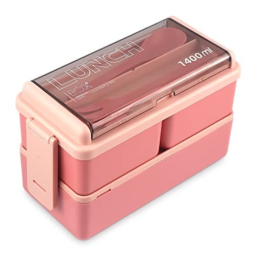 NatraProw Bento Box Adult Lunch Box, All-in-One Lunch Containers with Removable Compartments, 2 Layers Stackable Bento Lunch Box Leak Proof, Microwave Safe