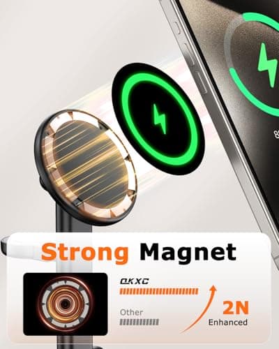 Magnetic Wireless Charger Mag-Safe 3 in 1 Charging Station,15W Max Foldable Wireless Charging Stand for iPhone 17/16/15/14/13/12, Fast Travel Charger for Multiple Devices iWatch Airpods (Black) 5