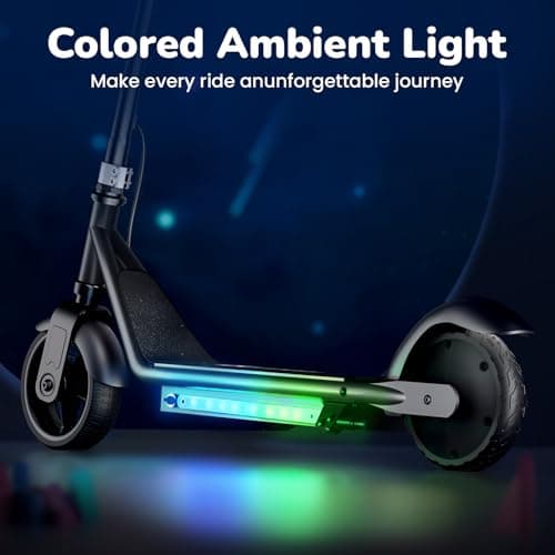 iScooter IK3 Electric Scooter for Kids Ages 6-12, 150W Motor, LED Display, 3 speeds Adjustable, Colorful Lights, Double Brake, Kids Electric Scooter with Magnetic Charging (IK3,Black) 5