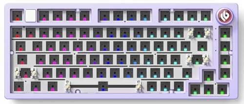 LEOBOG Hi75 Aluminum Keyboard Kit, Wired Mechanical Barebones Keyboard with Gasket Structure, Hot-Swappable Custom RGB Backlit Gaming Keyboard Frame for PC Gamer Tablet Mac Xbox PlayStation - Purple
