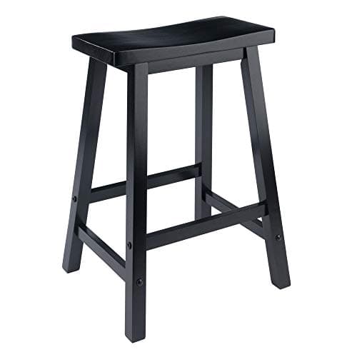 Winsome Satori Saddle Seat Counter Stool, for Kitchen, 24", Black