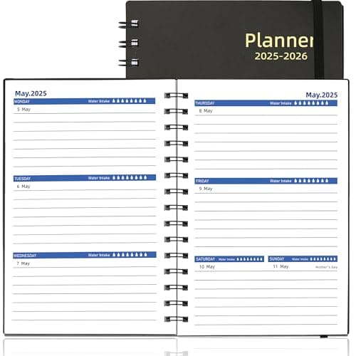 Daily Planner 2025-2026, Weekly & Monthly Planner from Jan 2025-Jun 2026, 18 Month Day Planner with Tabs, Academic Calendar 2025-2026, 100GSM Thick Paper, A5 Size, Black