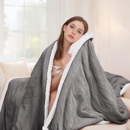 Electric Heated Blanket Full Size 72"x84", Dual-Sided Soft Flannel & Sherpa, LCD Display 10 Heat Settings with 1-12H Timer & Overnight Safe, Bed & Couch, Machine Washable, Light Grey 5