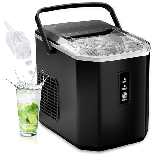 Euhomy Portable Countertop Ice Maker - 9 Cubes in 6 Mins, 26lbs/Day, Self-Cleaning with Ice Scoop & Basket, Compact for Home/Kitchen/Office/RV (Black)