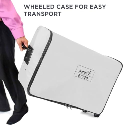 Ivation EZ®-Bed (Twin) Inflatable Air Mattress with Frame & Rolling Case, Built-in Deflate Defender™ Dual Pump Technology - 3 Min Self Inflate/Deflae Raised Blow up Bed on Legs, Premium Coil Design 7