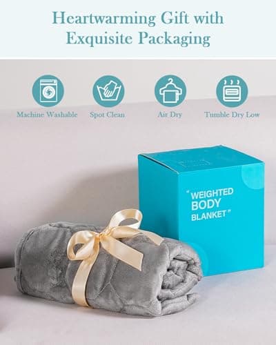 Topblan Weighted Lap Blanket 7lbs for Adults, Small Weighted Blanket Throw for Napping, Relaxation, Calming and Travel, Skin Friendly & Machine Washable for All-Season Sleeping, Grey 24x29 inches 5