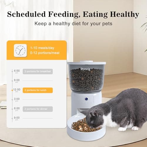 Automatic Cat Feeder with Camera, 3L Smart WiFi Pet Food Dispenser for Cats & Small Dogs, App Control, Voice Recorder, Dual Power, Customizable Feeding Schedules, Anti-Clogging Design 4