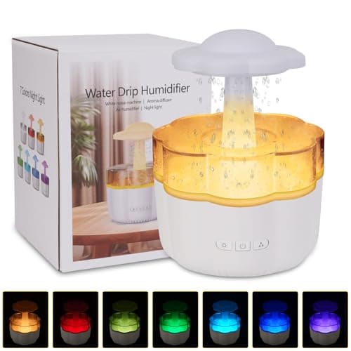 White Noise Humidifier for Bedroom, Water Drip Humidifier Diffuser, Rain Sounds White Noise, Diffuser for a Comfortable Sleep Environment
