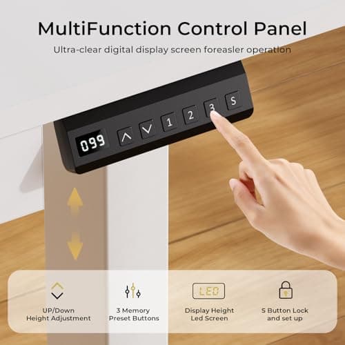 COMHOMA Electric Standing Desk with Drawers, 48 x 24'' Sit Stand up Desk with Monitor Stand, Laptop Stand, Height Adjustable Ergonomic Home Office Computer Desk with Memory Preset Controller 5