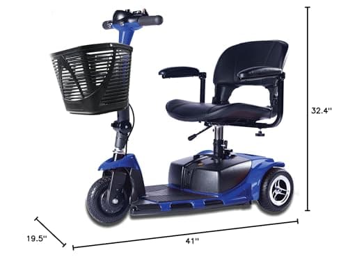 Zipr Roo 3 Wheel Mobility Scooter - Electric Powered Mobile Wheelchair Medical Aid - Folding Collapsible Compact for Travel, Seniors, Adults - Long Range Battery with Charger Basket Included 9