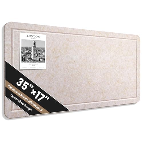 Large Bulletin Board, 35 X 17 Inches Felt Cork Board with 40 Pushpins, Foldable Felt Notice Pin Board Photo Display Board with Self-Adhesive Tape for Office Home School (Oatmeal, 35x17 inch)