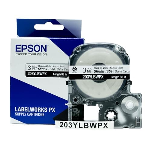 LABELWORKS Epson LW-PX700PCD Industrial Label Maker Kit and 203 Heat Shrink Tube AWG 16-22, 1/8" (3MM) Wide, 8 ft (98") Bundle 8