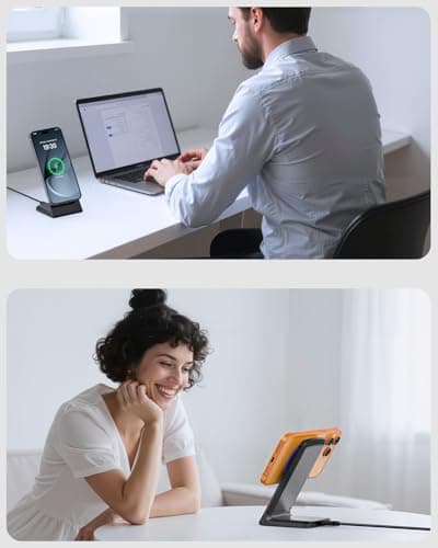 Fast Magnetic Wireless Charger Holder, for iPhone 17-12 Samsung Galaxy S26-S21 Google Pixel 10-6, with C to C Cable and Sleep-Friendly LED Indicator Ring (Onyx Black, No Adapter) 5