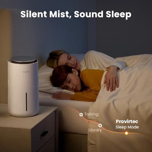 Provirtec MistFree Evaporative Humidifier for Bedroom, 3L No White Dust for Sensitive Individuals, Auto Humidity Control, Works with Tap Water, Night Light, Easy Clean Tank for Home & Small Room 7