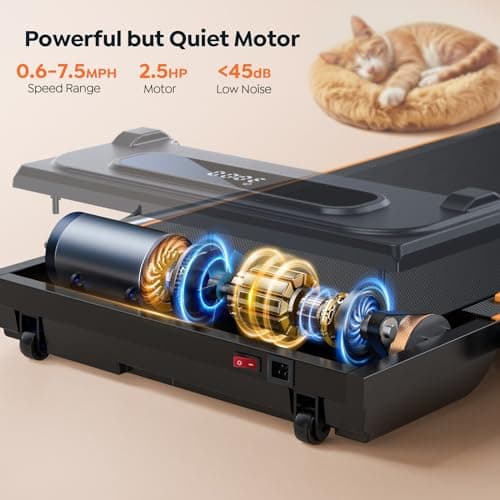 Hometro Foldable Treadmill with 7% Incline, Portable Under Desk Folding Walking Pad 0.6-7.5mph with Handle, Remote and App, 265lbs,No Assembly Needed 6