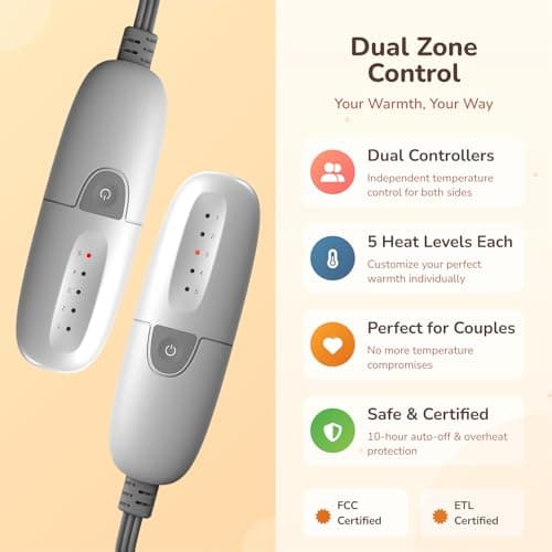 Heated Blanket Queen Size Electric Blankets 84X90in - Dual Control Heated Blankets for Bed with 5 Heat Settings & 10-hr Timer, Over-Heat Protection and Fast Heating Blanket Washable (Charcoal Gray) 5