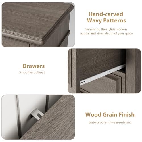 Jocoevol Farmhouse Dresser for Bedroom 9 Drawer Dresser with Deep Drawers, Large Grey Big Double Wooden Chest of Drawers for Living Room, Hallway (Grey, 9 Drawer) 9