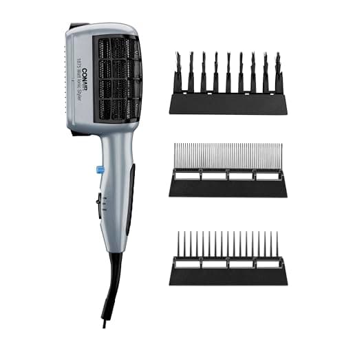 Conair 3-in-1 Styling Hair Dryer, 1875W Blow Dryer with 3 Styling Attachments to Detangle, Straighten, and Volumize, Ionic Technology, Dual Voltage