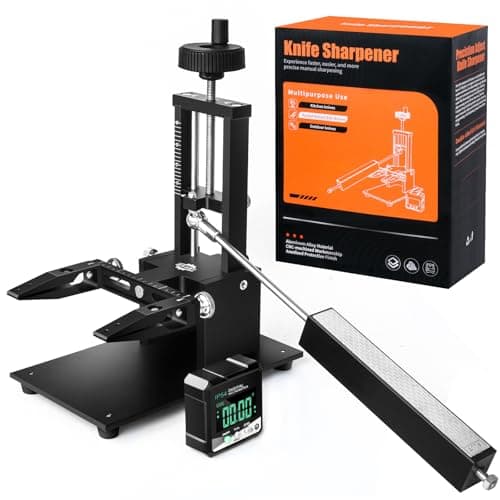 Precision Adjust Knife Sharpener, Guided Knife Sharpening System Kit with Digital Angle Finder, #400, #1000 Diamond Plate, Fixed Angle Knife Sharpener for Kitchen, Pocket, Hunting Knives