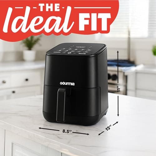 Gourmia Air Fryer - 2 Qt Capacity, FryForce 360, Digital Display with 8 Presets, Bake, Broil, Dehydrate, Reheat, Dishwasher Safe Accessories, Black 8