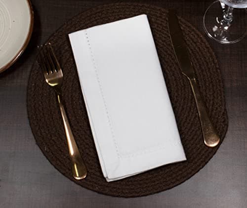 PurpleEssences Set of 12 Hemstitch Cloth Dinner Napkins 100% Cotton - Soft Durable Washable - Ideal for Wedding Spring Easter Summer - Perfect Everyday Use Table Linen 18x18 - White 5