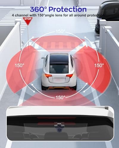 4K Dash Cam 360° View,4 Channel Front and Rear Dash Camera for Cars,Built-in 5GHz Wi-Fi GPS, Voice Control, Free 128G Card,Night Vision,24H Parking Mode,G-Sensor 9