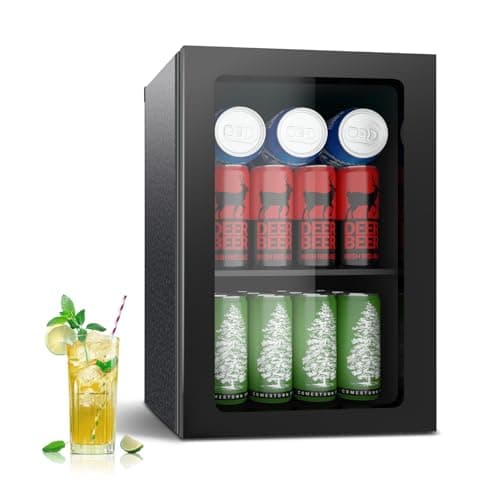 DOGHLY 0.95 Cu.ft Mini Fridge Holds 24 Cans, Beverage Refrigerator Cooler, Solid Door, Manual Temperature Control (at the Back), Quiet Compact Drink Fridge for Soda, Beer, Wine, Office, Dorm, Bar