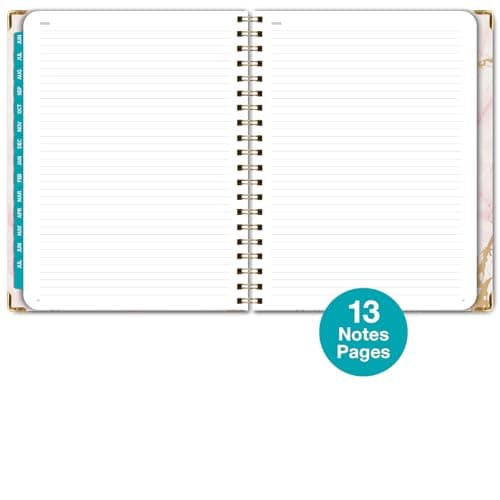 HARDCOVER Academic Year 2024-2025 Planner: (June 2024 Through July 2025) 8.5"x11" Daily Weekly Monthly Planner Yearly Agenda. Bookmark, Pocket Folder and Sticky Note Set (Pink Marble) 6