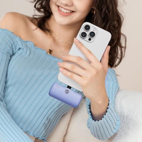 iWALK Small Portable Charger, 4,800mAh 18W PD Fast Charging Power Bank with Built-in USB-C Connector, External Mini Battery Pack for Samsung Galaxy S25/S24/S23, Android, iPhone 15/16/Pro/Max, Purple 7