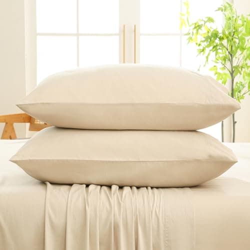 Bedlifes 100% French Linen Pillowcases Queen Size 20x30 Inch, Set of 2 - Natural Soft, Breathable & Moisture-Wicking,Envelope Closure,Easy Care(Linen)