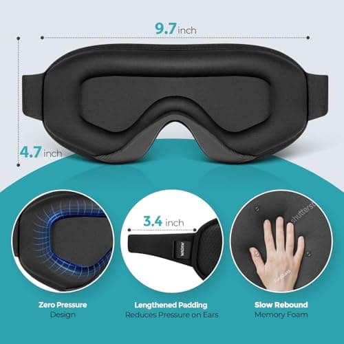 WAOAW Sleep Mask for Men Women: Blackout Eye Masks for Sleep - 3D Breathable Soft Comfortable Eye Mask for Travel - Adjustable Light Blocking Night Masks for Sleeping 8