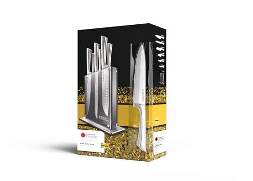 Cuisine::pro Damashiro Knife Block (Kumi, 7-Piece Chef Knife Set) - Japanese Steel Knife - Magnetic Knife Block- Damascus-Inspired Blade Kitchen Knives 9