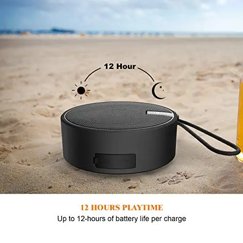 INSMY C12 IPX7 Waterproof Shower Bluetooth Speaker, Portable Small Speaker, Speakers Bluetooth Wireless Loud Clear Sound Support TF Card Suction Cup for Kayak Canoe Beach Gift (Black) 5