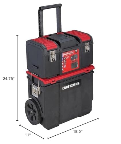 CRAFTSMAN 19-in. 3-in-1 Rolling Tool Box with Wheels, Red, Plastic, Lockable (CMST18614) 5