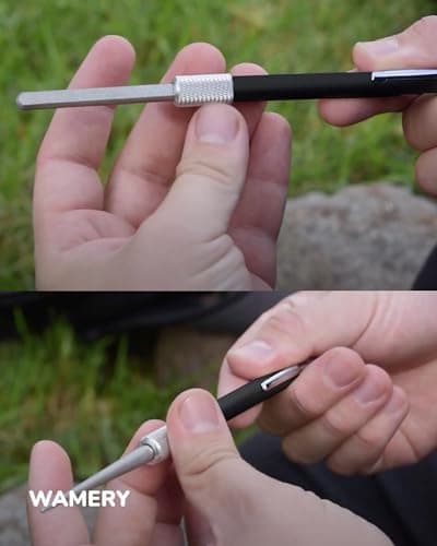 Wamery Serrated Knife Sharpener - Retractable Diamond Rod Pocket Sharpener for Serrated & Straight Blades - Multifunctional Sharpening Tool for Outdoor Kitchen Fishing Hunting (Black) 7