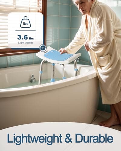 HOMLAND Shower Chair for Inside Shower, 400 lbs Adjustable Shower Stool with Suction Feet, Shower Seat for Inside Tub Bathroom Bench Bath Chair for Elderly and Disabled - Light Blue 5
