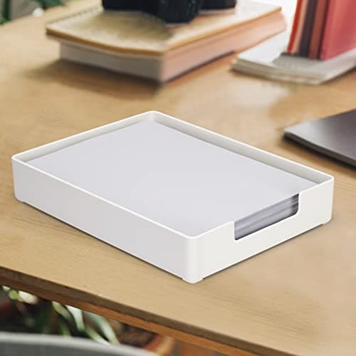 izBuy Letter-Size Tray Desk Letter Tray Paper Tray - Single-Tier Plastic(1-Pcs) Stackable Desktop Organizer Paper Holder Front-Load Documents Tray for Office Supplies File, White 6