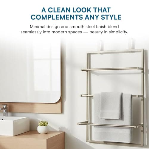 Honey-Can-Do Over-The-Door 3-Tier Towel Rack - Chrome Steel Bathroom & Closet Storage Organizer for Hanging Towels, Clothes, Robes 7