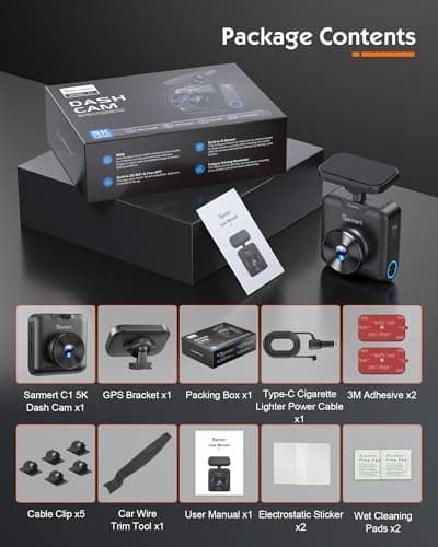 Sarmert C1 5K Dash Cam Front - Built-in GPS and 5G WiFi, Sony STARVIS Sensor, HDR Night Vision Car Camera, 5K/4K/2.5K UHD Dash Camera for Cars, Loop Recording, WDR, G-Sensor, 24H Parking Mode 9