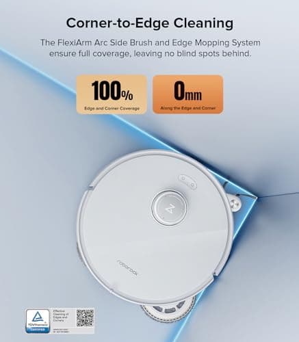roborock Qrevo Edge Robot Vacuum and Mop, 18,500Pa Suction, Zero-Tangling, AdaptiLift Chassis, Al Obstacle Recognition, Hot Water Mop Washing & Dock Self Cleaning, Corner to Edge Deep Cleaning 6