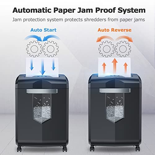 Bonsaii Paper Shredder, 18-Sheet 60-Minutes Shredder for Office Heavy Duty Cross-Cut Shredder with 6 Gallon Pullout Basket 4 Casters(C149-C) 5