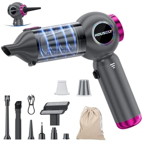 houscly Handheld Car Vacuum Portable Cordless 25000Pa High Power Small Mini Hand Vacuum Rechargeable 4-in-1 Wireless Handheld Vac for Car Office Desktop Home Cleaning Ideal Gifts for Men & Women