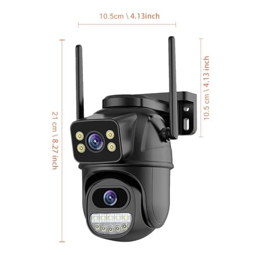 Security Camera Outdoor 2.4G WiFi PTZ Outdoor Camera Dual Lens Home Security Cameras Linkage 360°View 4MP Plug-in Cable Two-Way Talk,AI Detection,Full-Color Night Vision,Auto Tracking,24/7 Recording 8