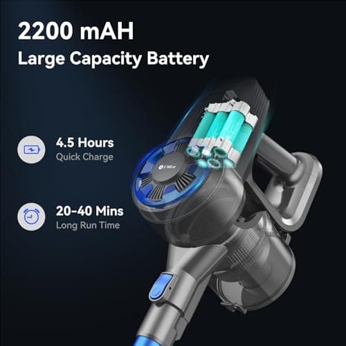 UML0 Cordless Vacuum Cleaner, 8-in-1 Lightweight Stick Vacuum with Powerful Suction, 40 Mins Max Runtime, Rechargeable Vacuum Cleaners for Home/Hardwood Floor/Carpet/Pet Hair (Indigo) 5